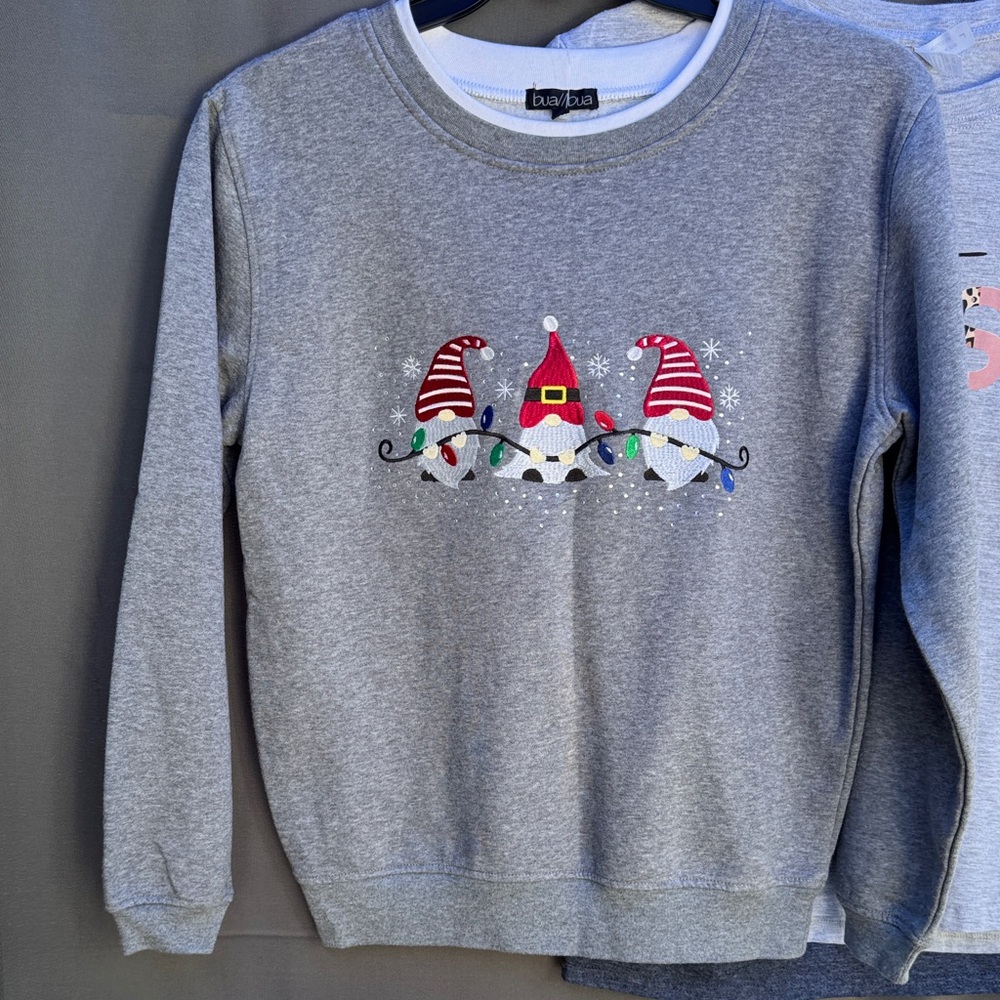 Gnomes Christmas Gray Sweatshirt with Festive Gnome Design